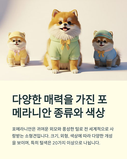 다양한 매력을 가진 포메라니안 종류와 색상