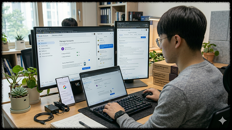 구글 계정과 FRP 잠금을 확인하는 모습