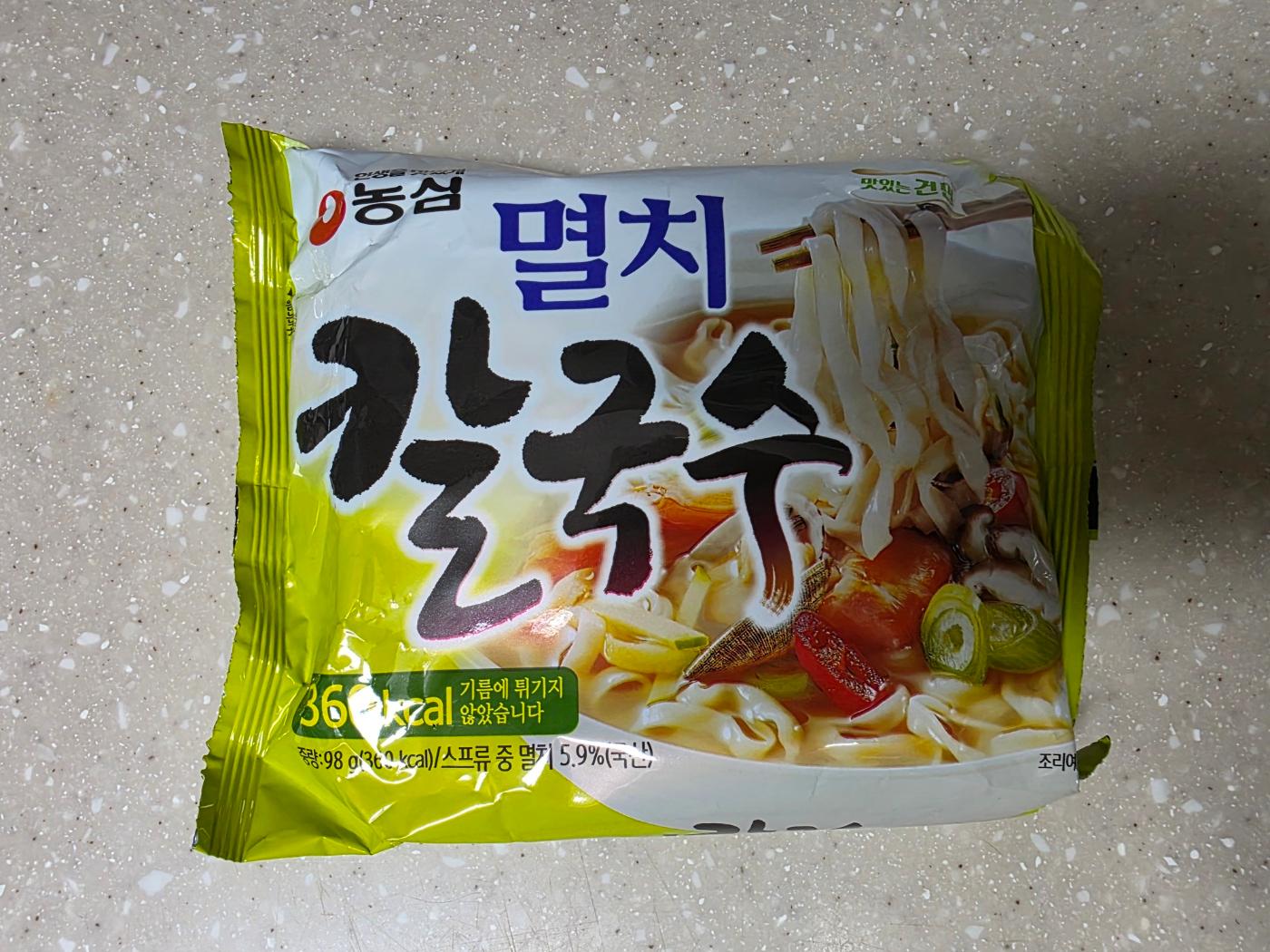 멸치칼국수 라면 봉지