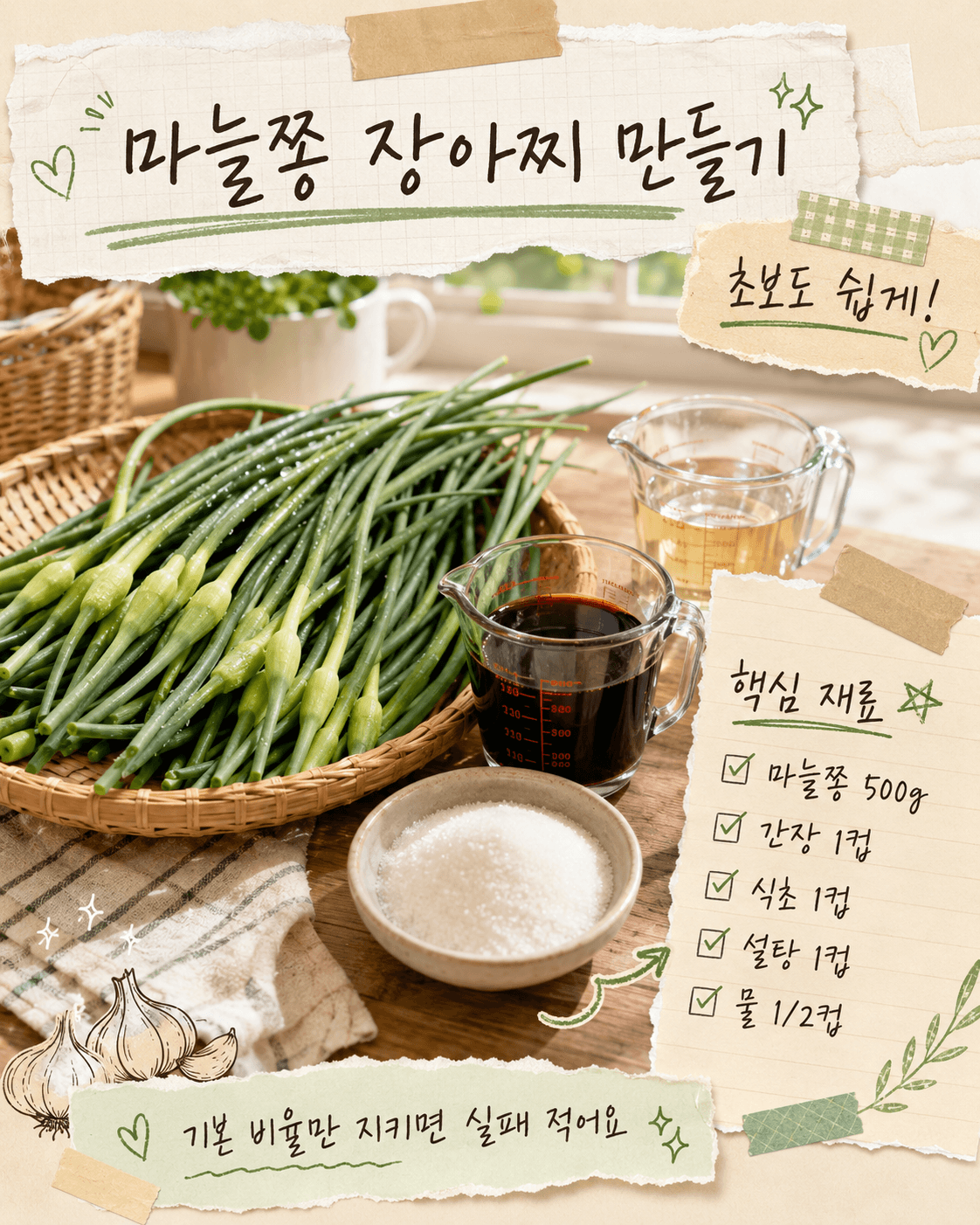 마늘쫑 장아찌 맛있게 담그는법(황금레시피)