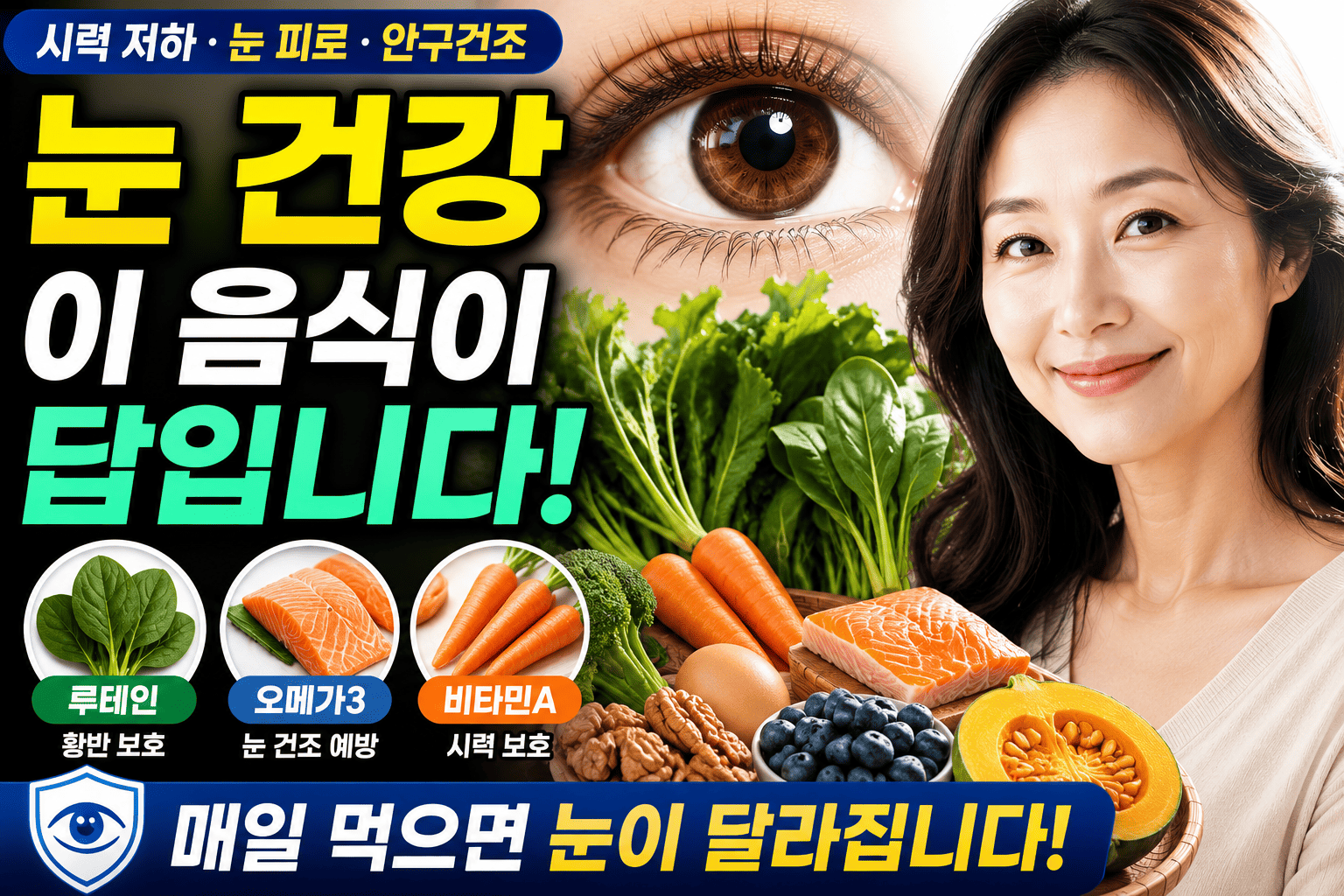 눈 건강에 좋은 음식 (루테인, 오메가3, 비타민A)