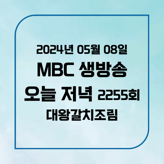 MBC 생방송 오늘저녁 제주 애월 대왕갈치조림 위치,후기, 메뉴 2024년 5월 8일 수요일 2255회