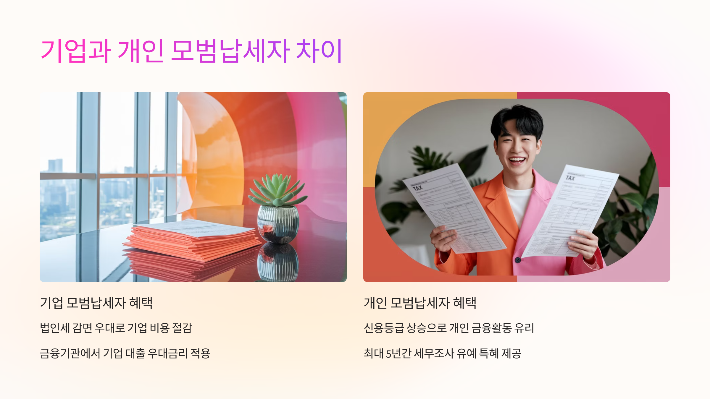 🏢 기업과 개인 모범납세자의 차이