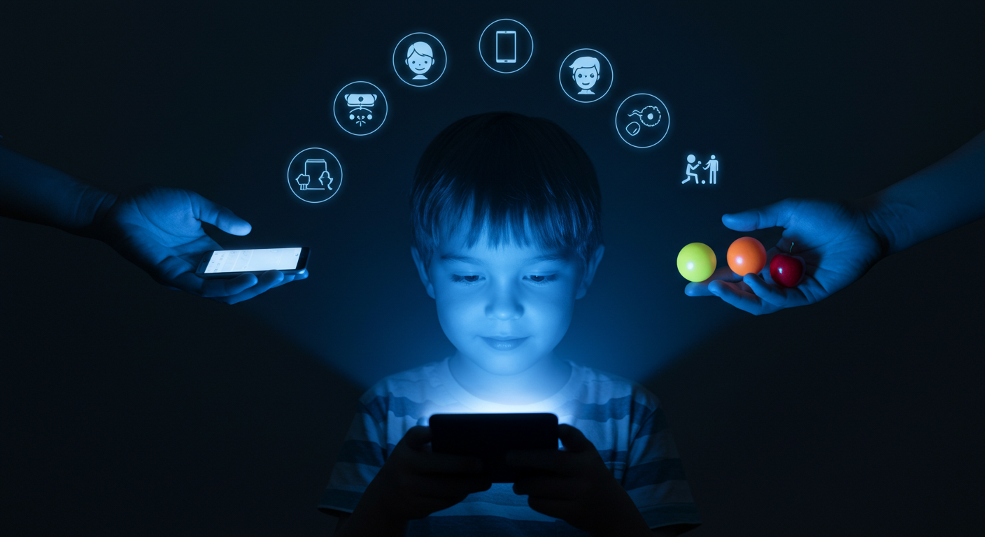 성장기 어린이의 스마트폰 사용 습관에 관한 그림