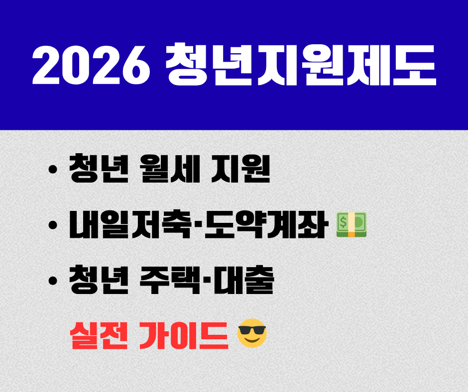 2026 청년 지원 제도 한눈에 보기 썸네일 - 청년 월제지원, 내일저축 및 도약계좌, 청년 주택 대출 실전가이드