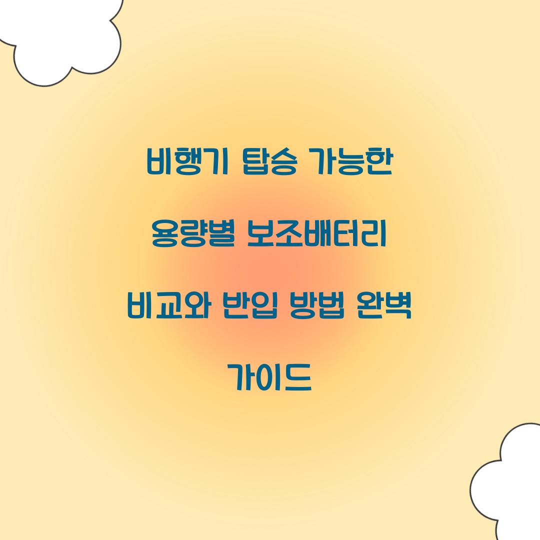 비행기 탑승 가능한 용량별 보조배터리 비교