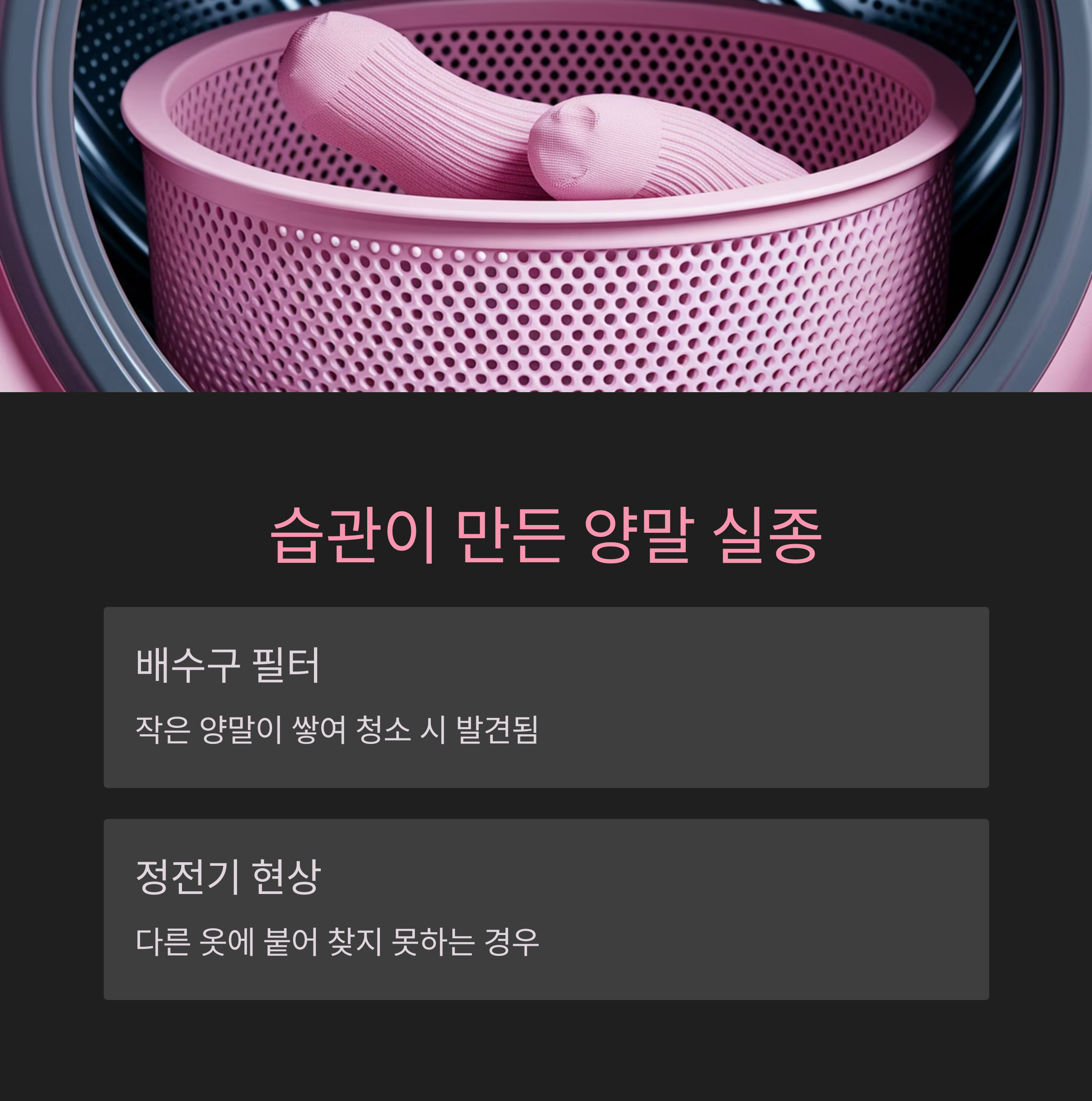 세탁기 양말 사라지는 이유와 해결법