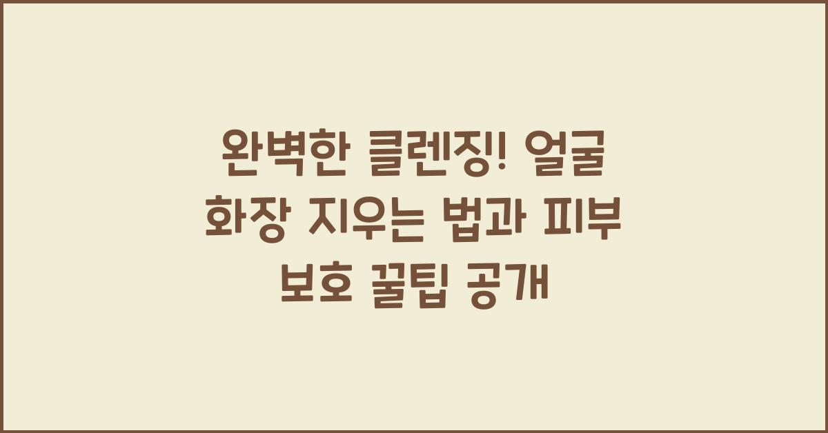 완벽한 클렌징! 얼굴 화장 지우는 법과 피부 보호 꿀팁