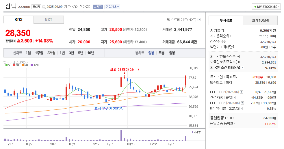 심텍 일봉차트