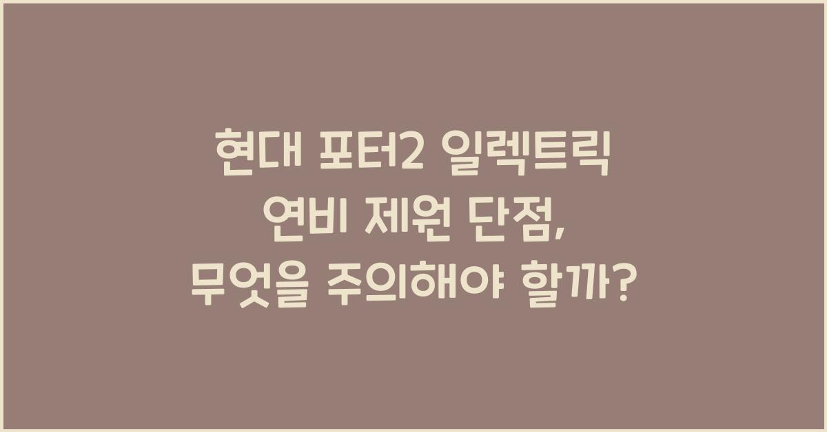 현대 포터2 일렉트릭 연비 제원 단점