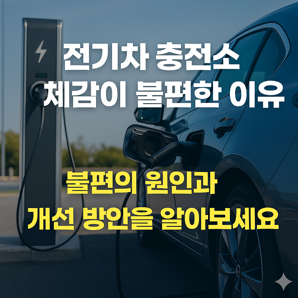전기차 충전소 앞에서 충전 중인 차량과 푸른 하늘, ‘전기차 충전 인프라 확대’ 문구가 함께 있는 밝은 이미지