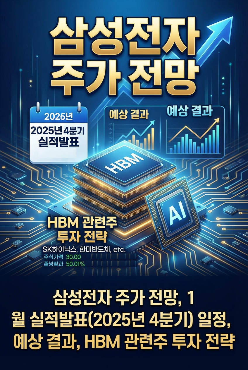 삼성전자 주가 전망, 목표가, 1월 실적발표(2025년 4분기) 일정, 결과, HBM 관련주 투자 전략