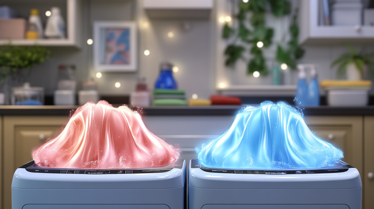 삼성 WF2422HDEEH 세탁기의 사용 전후 세탁 결과, 강력한 세척 능력과 선명한 색상을 보여주는 세탁 성능의 디테일한 비교.