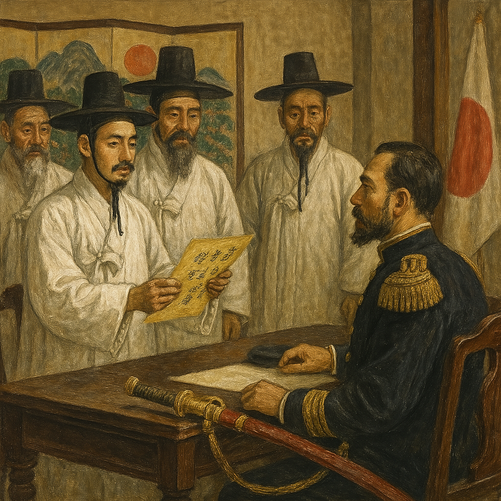 조선 사신단과 일본 장교 삽화