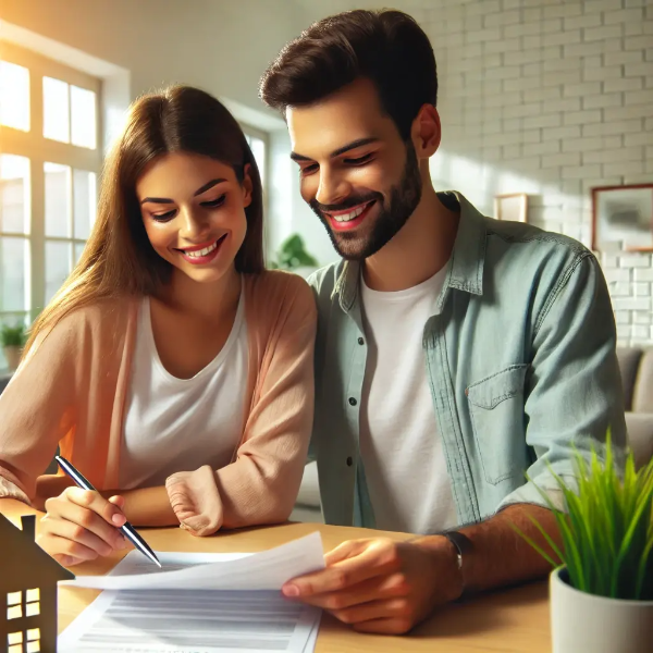 주택 대출 지원 서류를 함께 검토하는 부부, 2025년 정부 지원 정책 컨셉