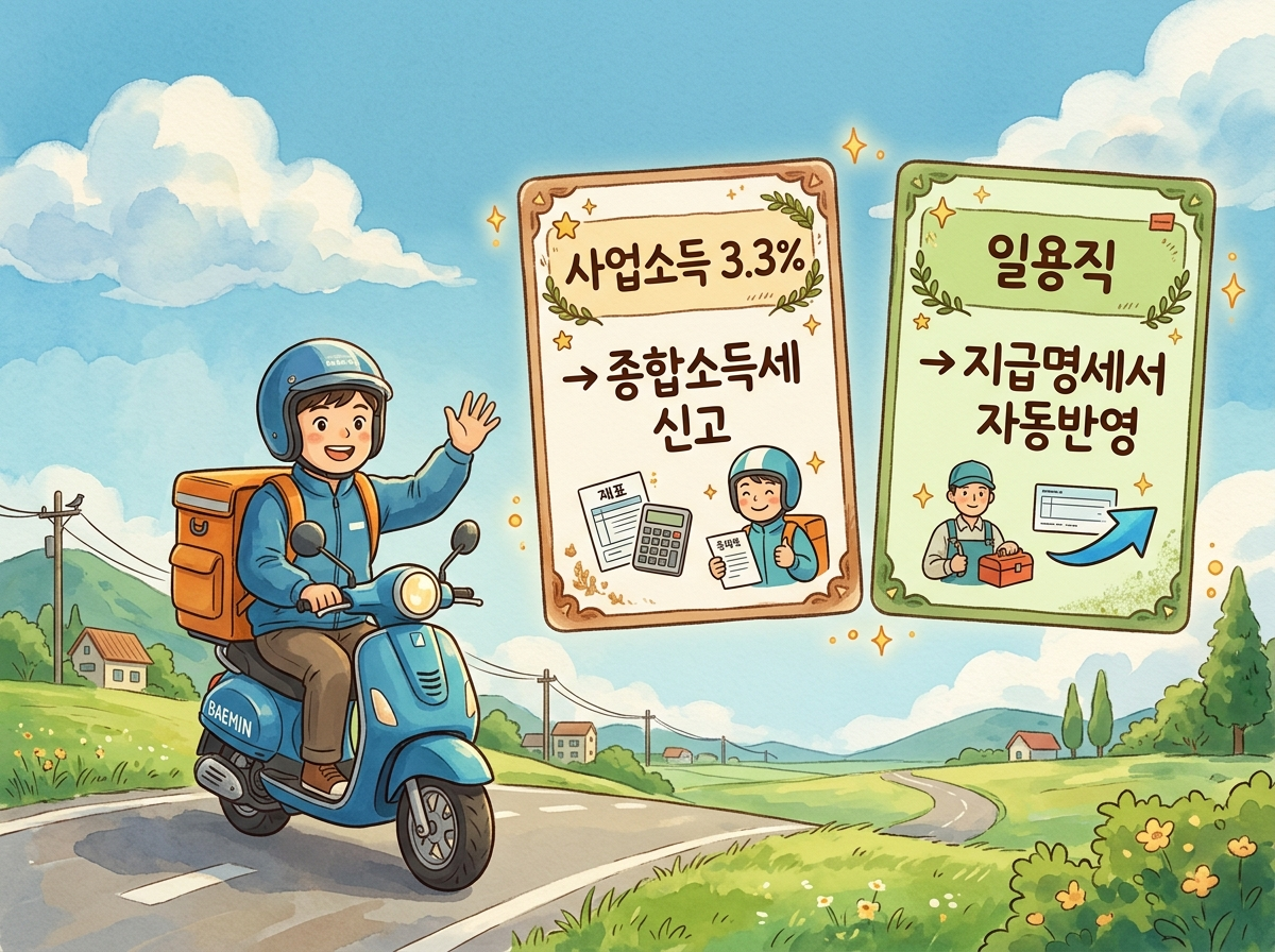 배달라이더 소득 유형 분류 자녀장려금 신청 방식 인포그래픽