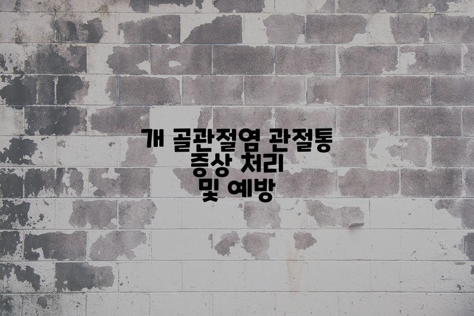 개 골관절염 관절통 증상 처리 및 예방