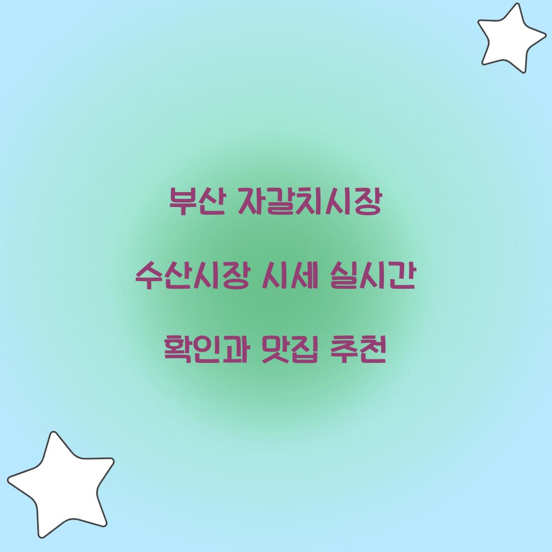 부산 자갈치시장 수산시장 시세 실시간 확인