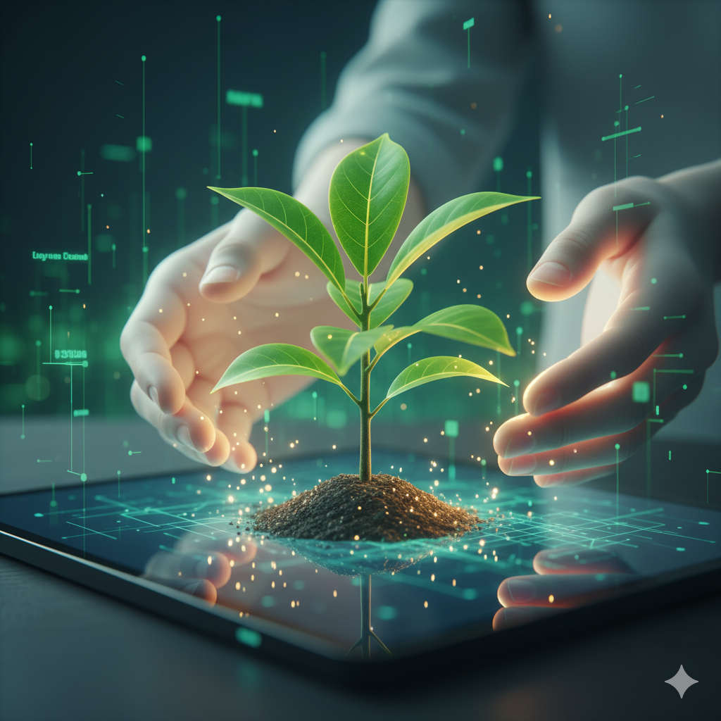 블로그가 건강하게 성장하는 모습을 상징하는 이미지