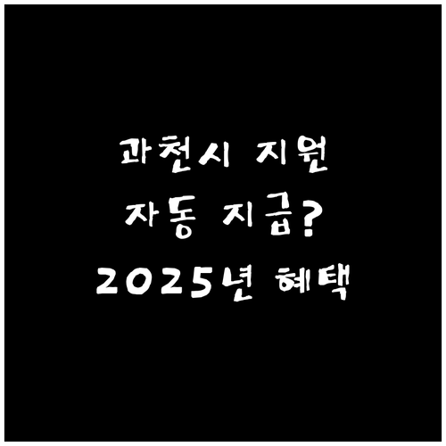 과천시 저소득층 지원 사업: 2025..