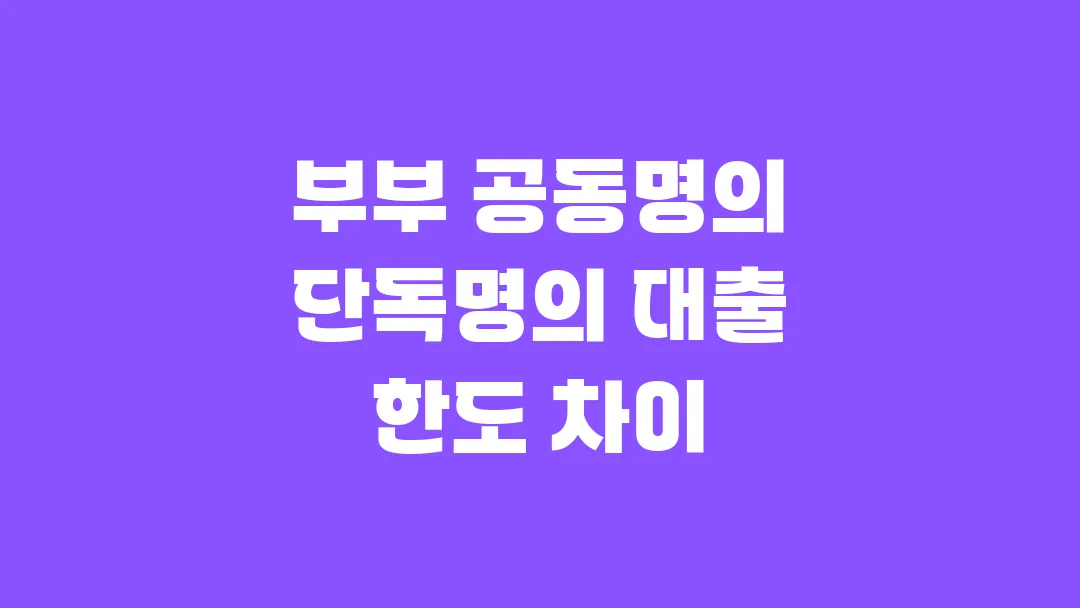 부부 공동명의 단독명의 대출 한도 차이 실제 사례