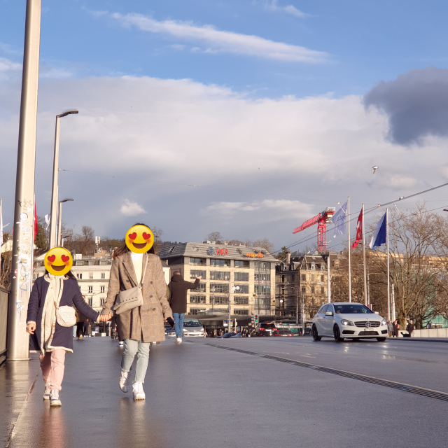 스위스 취리히 케브뤼케 다리위에서