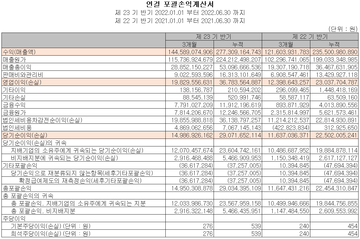 엘비세미콘 - 손익계산서
