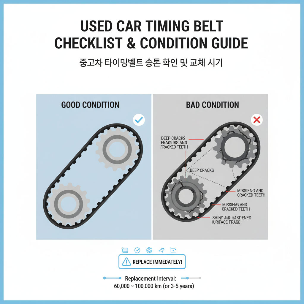 중고차 타이밍벨트 점검 가이드, 양호한 상태와 교체가 필요한 상태 비교 이미지