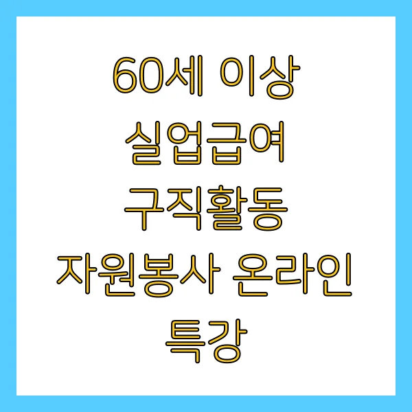 60세 이상 실업급여 구직활동 자원봉사 온라인 특강