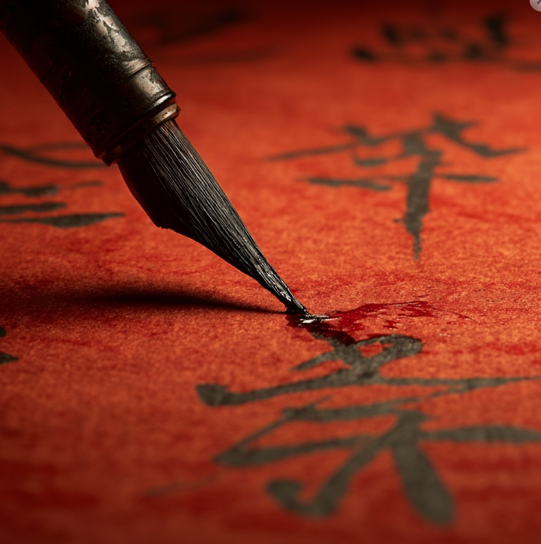 정성스럽게 한자쓰는 모습