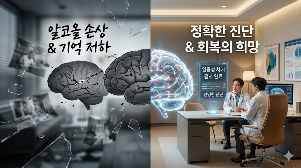 알콜성 치매 검사 필요성 뇌 건강 시각화