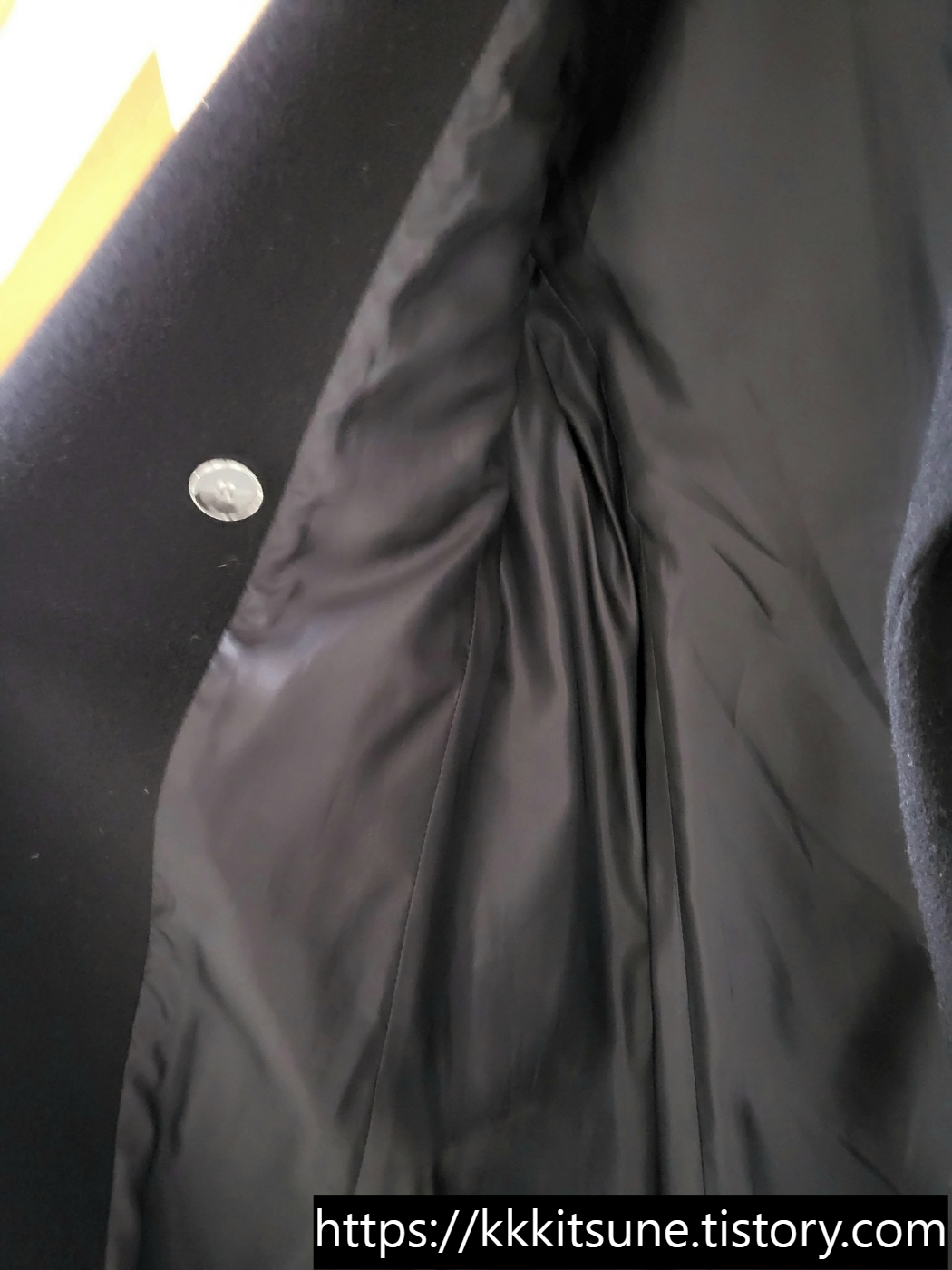 파사드패턴 캐시미어 미니멀 코트 블랙 왼쪽 안감