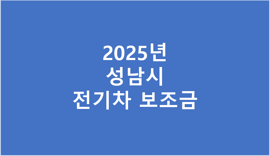2025년 성남시 전기차 보조금