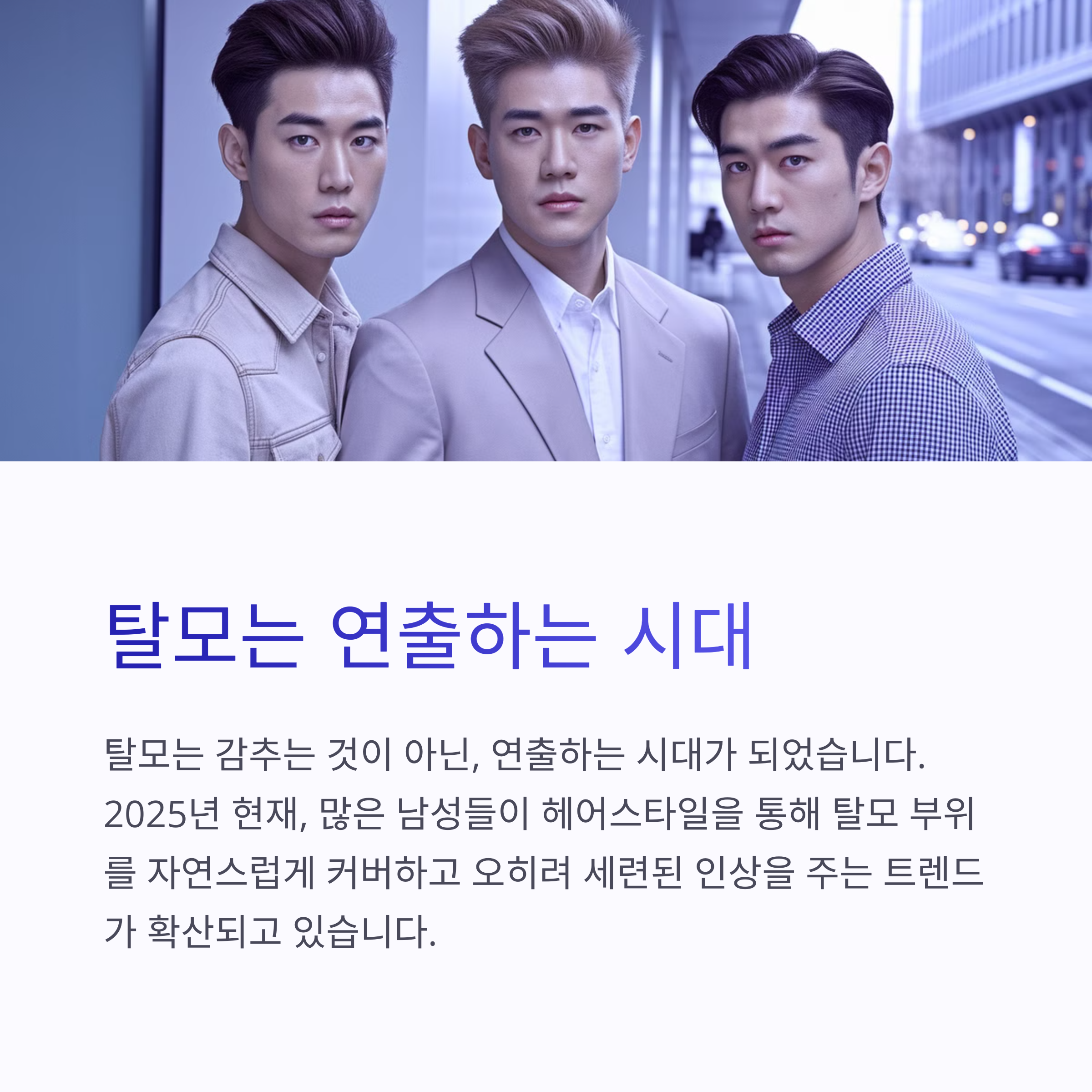 멋진 헤어스타일의 3명의 남자 이미지