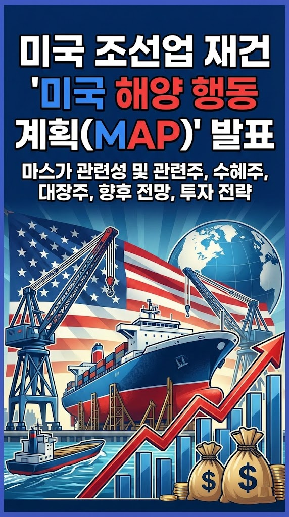 미국 조선업 재건 "미국 해양 행동 계획(MAP)" 발표, 마스가 관련성 및 관련주, 수혜주, 대장주, 향후 전망, 투자 전략