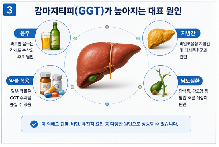 정상 간과 지방간 상태를 비교한 일러스트