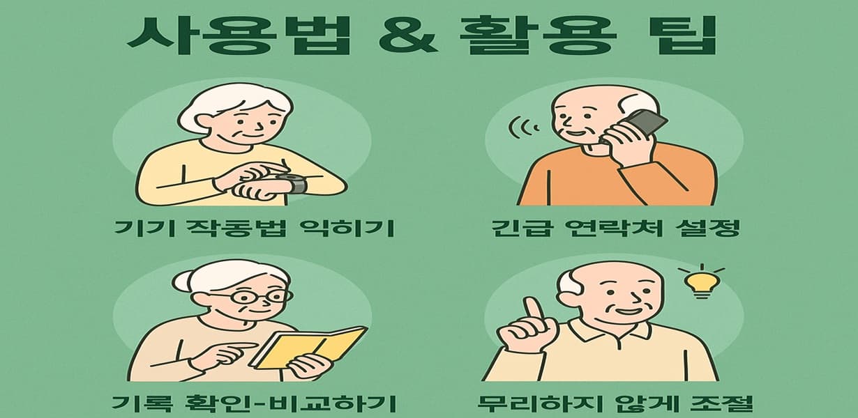 “스마트워치와 웨어러블 기기의 사용법과 활용 팁을 안내하는 인포그래픽 이미지”