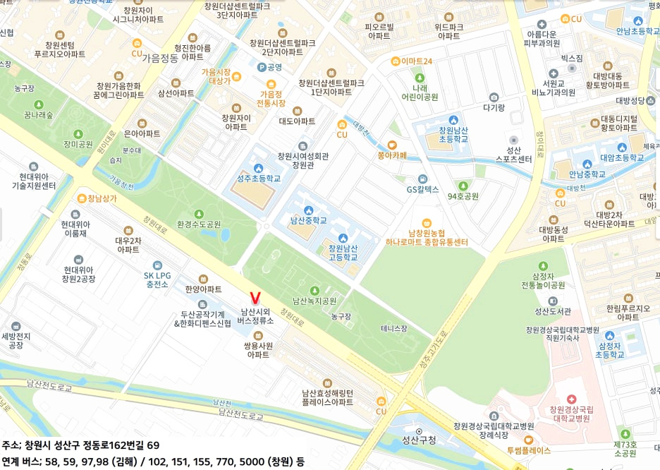남산시외버스정류소 주변 지도