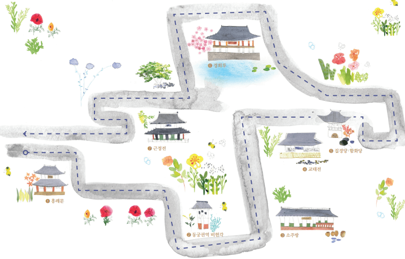 경복궁 별빛야행 예매 예약방법 안내와 관련한 경복궁 관람코스 지도