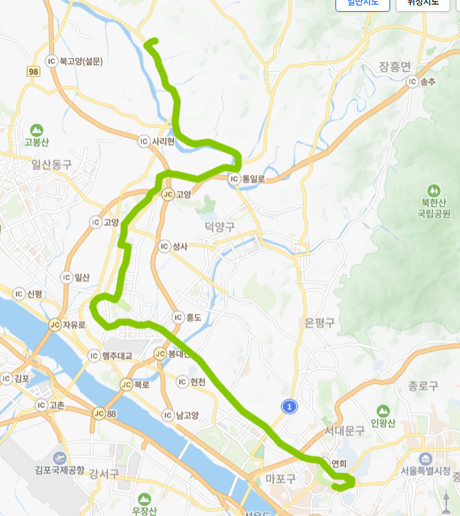 고양-서울-82번-버스-노선-지도