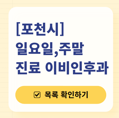 포천 일요일 문 여는 이비인후과 목록 ❘ 토요일 공휴일 주말 진료 병원 찾기