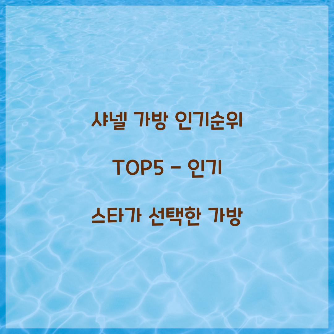 샤넬 가방 인기순위