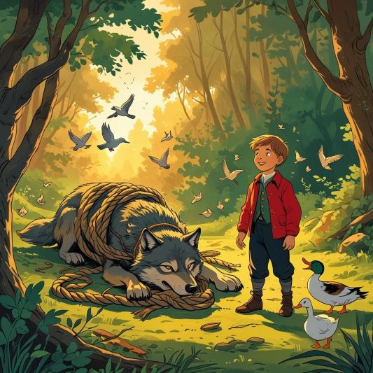 동물친구와-함께-늑대잡기에-성공한-피터