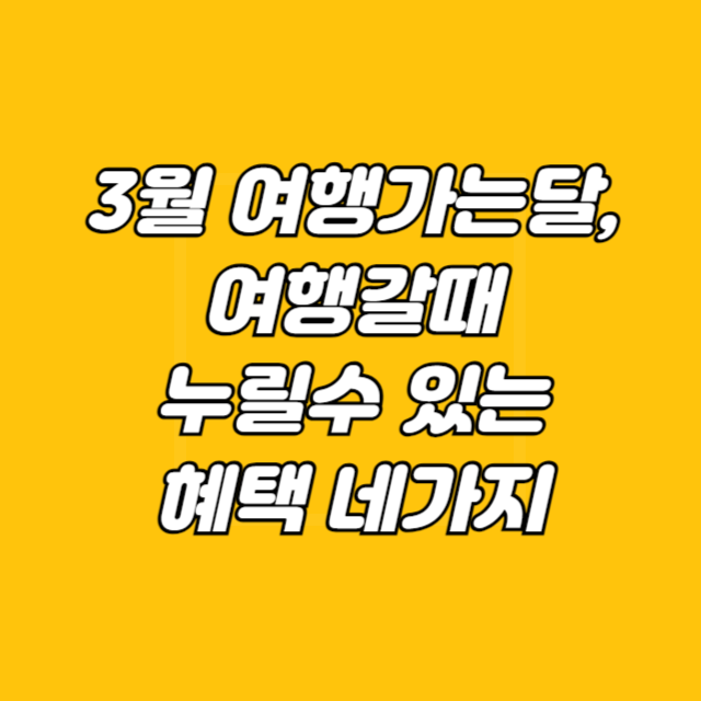 3월 여행가는달, 여행갈때 누릴수 있는 혜택 네가지