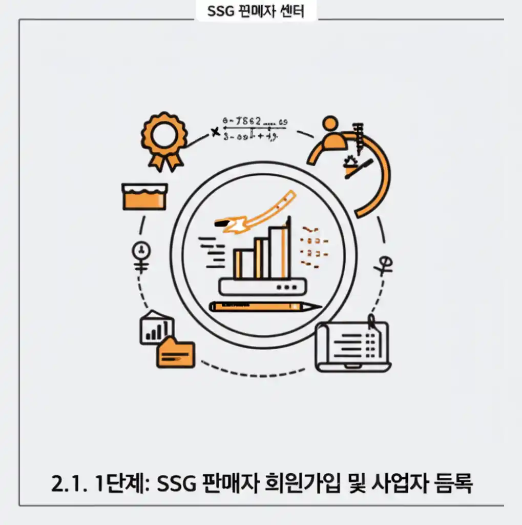 SSG 판매자 센터 회원가입 및 사업자 등록을 위한 필수 정보 입력 화면.