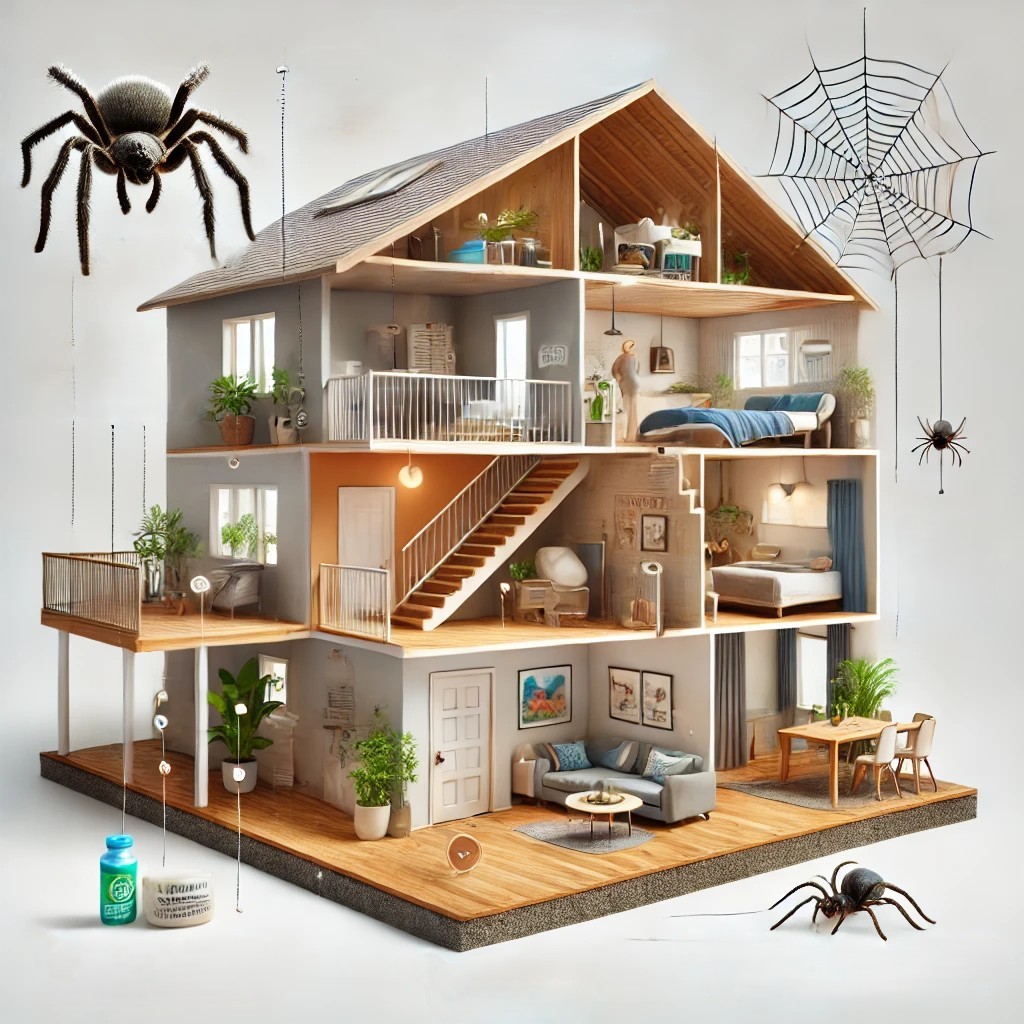 집에 거미가 나타난 사진