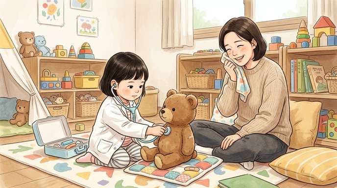 의사 역할놀이 하는 유아