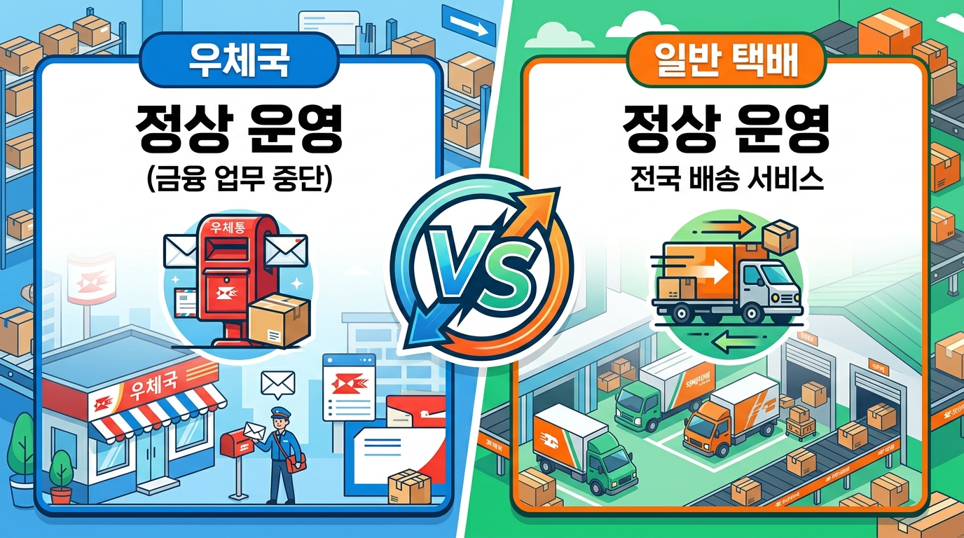 우체국택배 일반택배 휴무일 비교