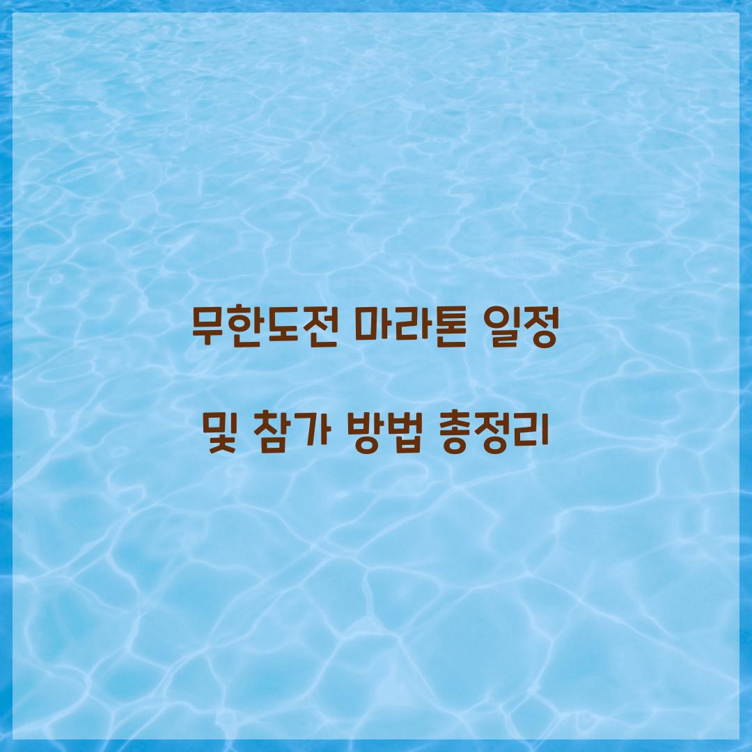 무한도전 마라톤 일정