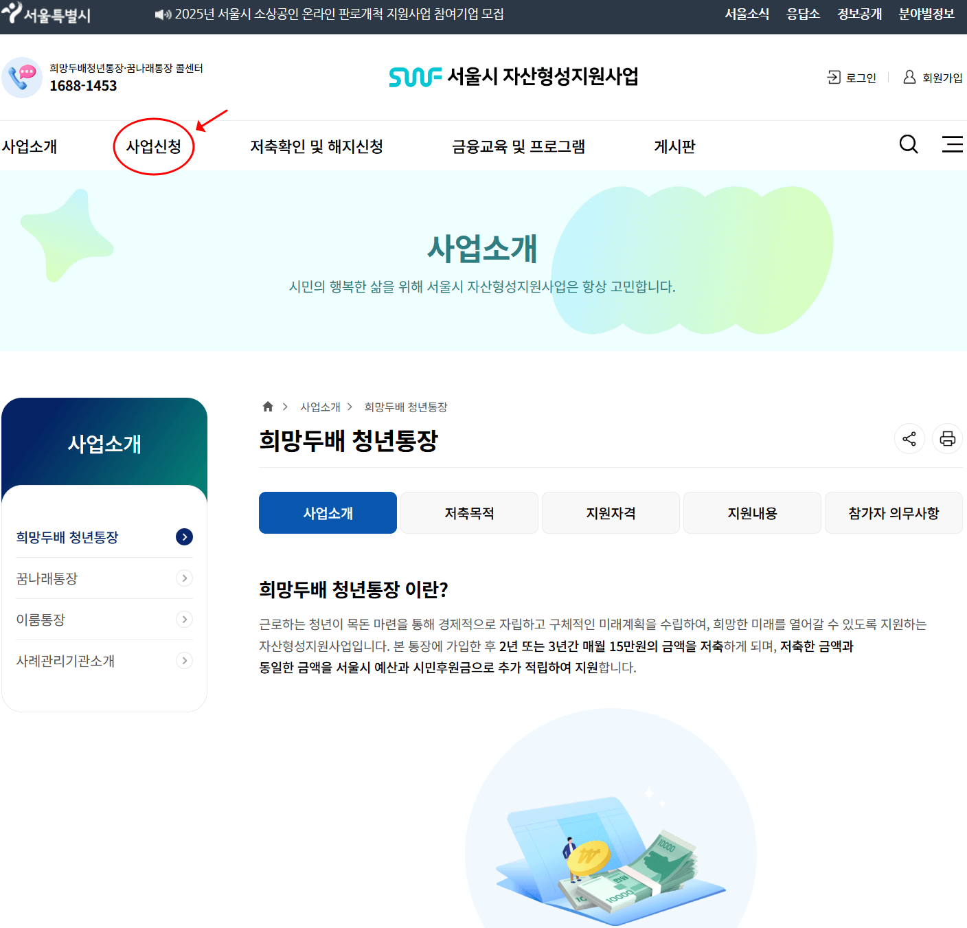 희망두배 청년통장 신청방법, 대상 조건